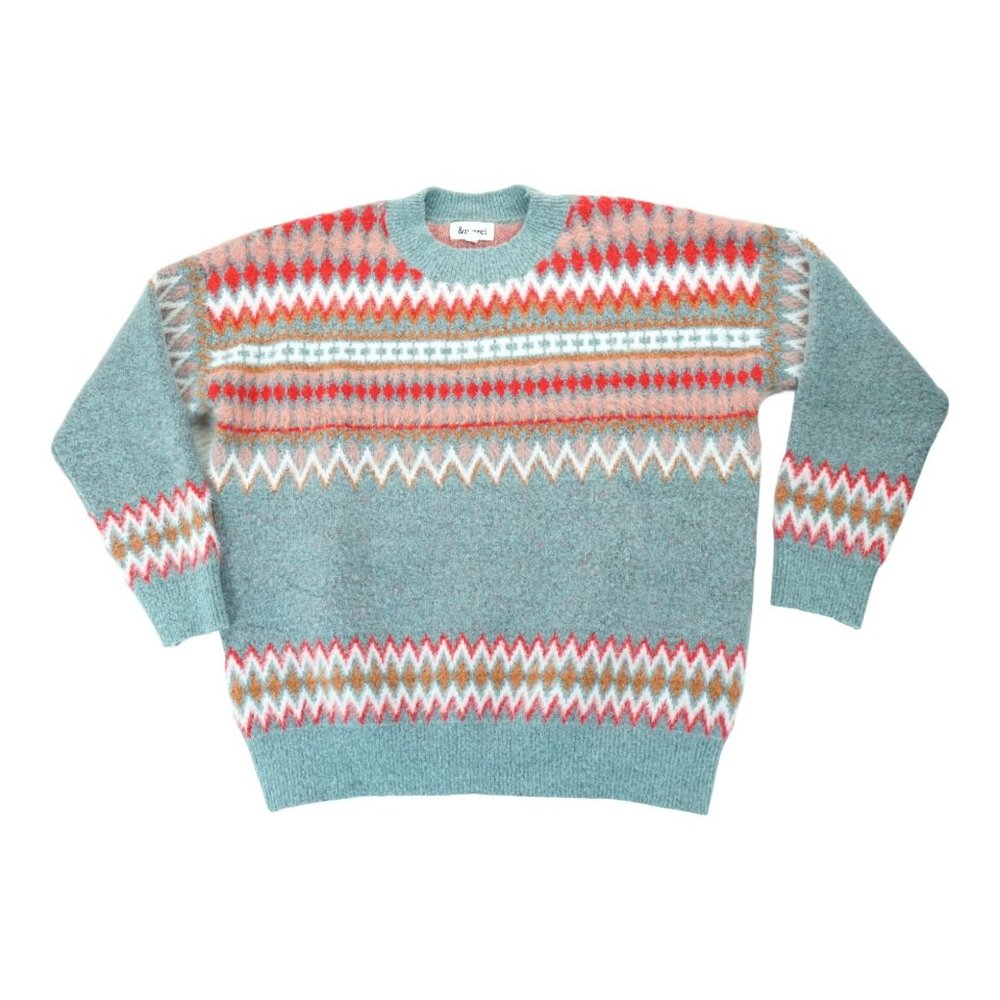 Hailey & Co‎ Sweater Sz Small Color Block Stripes Knit Gray Pullover